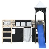 Curtains for Loft Bed with Tower White and Black Polyester 835922