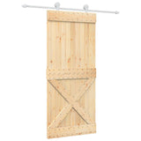 Sliding Door Natural and White 90 x 210 cm Solid Pine Wood 3445019