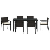 Garden Dining Set 7 pcs Black Powder-Coated Steel 3379251