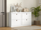 Slim Shoe Cabinet, Shoe Cabinet with 4 Drop-Down Drawers, 105W x 24D x 82.5H cm, White T3398P554108