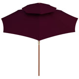 Double Decker Parasol with Wooden Pole Bordeaux Red 270 cm 313764