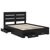 Bed Frame with Drawer Black Oak 140 x 200 cm Engineered Wood 3411965