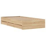 Bed Frame with Drawers without Mattress Sonoma Oak 100x200 cm 3207289