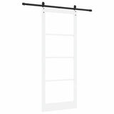 Sliding Door White 93 x 232 cm Solid Pine Wood and Glass 3332348