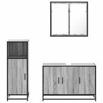 ZNTS 3 Piece Bathroom Furniture Set Grey Sonoma Engineered Wood 3300953