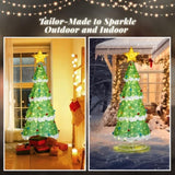 ZNTS 6FT Lighted Christmas Tree Yard Decorations, Pre-lit Pull Up Christmas Tree with 200 LED Warm White 12654124