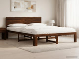 Double Bed Frame with Headboard ROSTOCK Dark Brown 140 x 190 cm 3405410