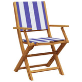 Garden Chairs 2 pcs Blue and White Solid Wood Acacia and Fabric 367674