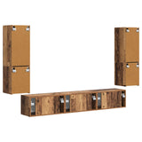 TV Cabinet Set Wall-mounted 4 pcs Old Wood Engineered Wood 3409049