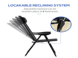 Set of 2 Portable Folding Recliner Metal Outdoor Patio Chaise Lounge Chairs with Adjustable T3398P323820
