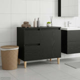 Bathroom Cabinet Black Oak 65 x 33 x 60 cm Engineered Wood 862811