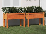 Garden Planters 2 pcs with Legs Wax Brown Solid Wood Pine 837559