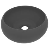 Luxury Wash Basin Round Matt Dark Grey 40x15 cm Ceramic 147005