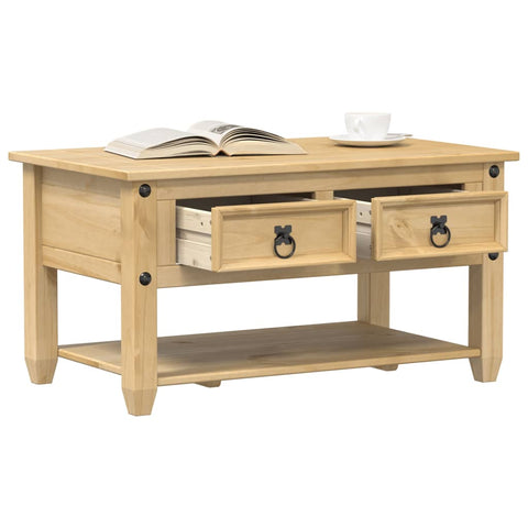 ZNTS Coffee Table with Drawers Corona 85x50x45 cm Solid Wood Pine 4002772