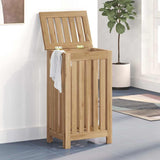 Laundry Basket Natural Solid Teak Wood 340758