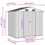 Garden Storage Shed Grey Metal 204x132x186 cm 42983