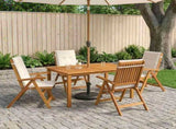 5-Piece Garden Dining Set Natural Solid Acacia Wood 3434566