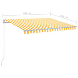 Manual Retractable Awning with LED 300x250 cm Yellow and White 3068863
