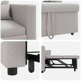 Pull out Sofa Bed Single Cloud grey 90 x 165 x 87 cm Fabric 42002694