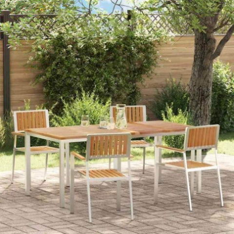 Garden Dining Set 5 pcs Brown Solid teak wood 3334801