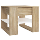 Coffee Table White and Sonoma Oak 55.5x55x45 cm Engineered Wood 810913