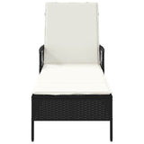 Sun Lounger Black and Cream White 55 x 200 x 92 cm Poly Rattan 365425