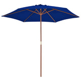 313763 Garden Parasol with Wooden Pole Blue 270 cm