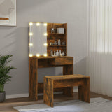 Dressing Table Set with LED Smoked Oak Engineered Wood 3114112