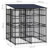 Outdoor Dog Kennel with Roof Steel 3.69 m 3097947