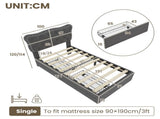 3ft Single Upholstered Bed with Rivet Design and Charging Station, Two Storage Drawers, Adjustable N652P412012G