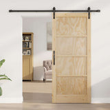 Sliding Door Natural and Black 86 x 198.5 cm Solid Pine Wood 3333202