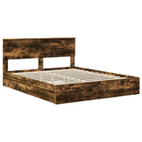 Storage Bed with Drawer Smoked Oak 160 x 200 cm Engineered Wood 3410781