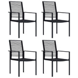Dining Set Black Glass, Powder-Coated Steel, PVC Hollow Rattan 3060256