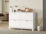 Narrow Shoe Storage Cabinet, Slim Shoe Cabinet with 4 Flip Drawers, Adjustable Shelves for 16 Pairs T3398P377998