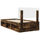 Bed Frame Smoked Oak 100 x 200 cm Solid Pine Wood 3412118