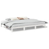 Family Bed Frame No Mattress White 270x200 cm Solid Wood Pine 3324569