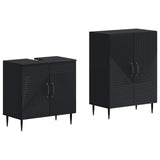 2 Piece Bathroom Cabinet Set HAARLEM Black Engineered Wood 3417613