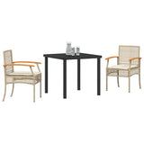 Garden Dining Set with Cushion 3 pcs Beige and Black Rattan 3380827