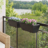 ZNTS Planters with hooks 2 pcs Black Poly Rattan 366401