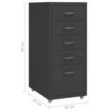 Mobile File Cabinet Anthracite 28x41x69 cm Metal 335915