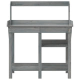Potting Bench with Shelves Grey Solid Wood Fir 368433