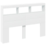 Headboard Cabinet with LED White 140x17x102 cm 839196
