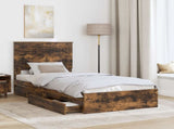 Storage Bed with Drawer Smoked Oak 90 x 190 cm Engineered Wood 3411254