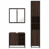 3 Piece Bathroom Furniture Set Brown Oak Engineered Wood 3301089
