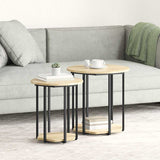 Side Table Set with Shelf 2 pcs Brown 869715