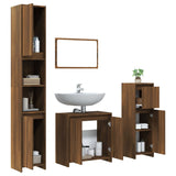 ZNTS 4 Piece Bathroom Furniture Set Brown Oak Engineered Wood 3143930