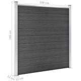 Fence Panel Set WPC 1391x186 cm Black 3070435