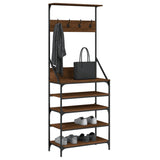 Clothes Rack with Shoe Storage Brown Oak 70x34x184 cm 837876
