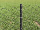 Chainlink Fence with Post 10 x 0.4 m PVC-Coated Steel Grey Mesh 3336265