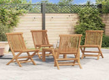 Folding Chair Set of 4 Natural Teak Solid Teak Wood Standard 43040